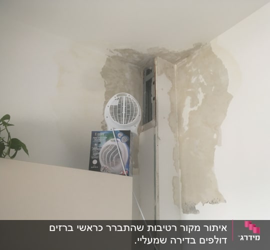 רטיבות בתקרה/קירות מנזילה בדירה מעל